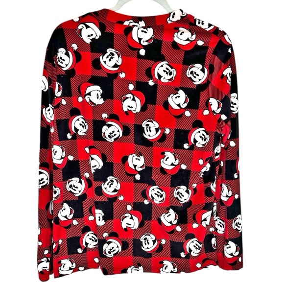 Disney Mickey Mouse Christmas Pajamas Large Red Black Plaid Minky Plush NWT NEW - Picture 4 of 10